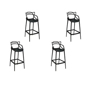 Kit 4 Banquetas Médias 66cm Allegra Master Cozinha Preto