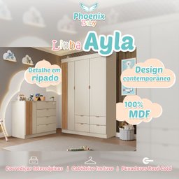 Cômoda Infantil Ayla Off White com Amadeirado _ Phoenix Baby - 3
