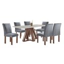 Ver imagem 1 de Mesa Kyra 170CMX90CM 6 Cadeiras Canela Tampo Smart Plus Vidro Off White