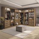 Ver imagem 7 de Guarda Roupa Casal Quarto Modulado Adapt em L 12 Portas 14 Gavetas 342cm x 263cm Nogueira- Kappesberg