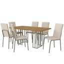 Ver imagem 2 de Conjunto: Mesa de Cozinha Duina C/ Tampo de Madeira 160cm e 6 Cadeiras Amsterdã Niquel/freijo -