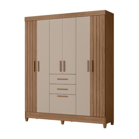 Guarda Roupas Casal Ripado 7 Portas 2 Gavetas Malta Carvalho/fendi Moval