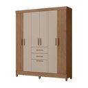 Ver imagem 1 de Guarda Roupas Casal Ripado 7 Portas 2 Gavetas Malta Carvalho/fendi Moval