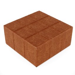 Puff Decorativo Para Sala de Estar Quadrado Milano 90x90cm W01 Couríssimo Camel - Lyam Decor - 6