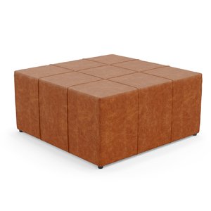 Puff Decorativo Para Sala de Estar Quadrado Milano 90x90cm W01 Couríssimo Camel - Lyam Decor