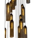 Ver imagem 3 de Lustre Pendente Moderno Dunáh 21 Tubos 36x9 Vidro Fumê Base Preta 60x60 3,00m para Pé Direito Duplo