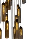 Ver imagem 3 de Lustre Pendente Moderno Dunáh 21 Tubos 36x9 Vidro Fumê Base Preta 60x60 3,00m para Pé Direito Duplo