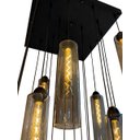 Ver imagem 2 de Lustre Pendente Moderno Dunáh 21 Tubos 36x9 Vidro Fumê Base Preta 60x60 3,00m para Pé Direito Duplo