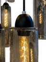 Ver imagem 4 de Lustre Pendente Moderno Dunáh 21 Tubos 36x9 Vidro Fumê Base Preta 60x60 3,00m para Pé Direito Duplo
