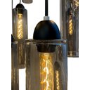 Ver imagem 4 de Lustre Pendente Moderno Dunáh 21 Tubos 36x9 Vidro Fumê Base Preta 60x60 3,00m para Pé Direito Duplo