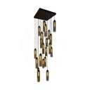 Ver imagem 1 de Lustre Pendente Moderno Dunáh 21 Tubos 36x9 Vidro Fumê Base Preta 60x60 3,00m para Pé Direito Duplo