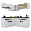 Ver imagem 1 de Armário de Cozinha Completa de Canto com Rodapé Veneza Multimóveis V2097 Branco/Preto