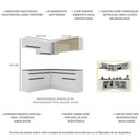 Ver imagem 4 de Armário de Cozinha Completa de Canto com Rodapé Veneza Multimóveis V2097 Branco/Preto