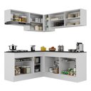 Ver imagem 6 de Armário de Cozinha Completa de Canto com Rodapé Veneza Multimóveis V2097 Branco/Preto