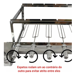 Kit Churrasqueira Inox Gira Grill 5 Espetos - 3
