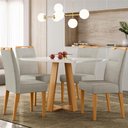 Ver imagem 2 de Mesa de Jantar 4 Lugares Retangular 120cm Tampo Mdf com Vidro Elian N01 Ypê Off White - Lyam Decor