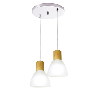 Lustre Pendente Wood Detalhes em Madeira 2 Lâmpadas