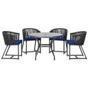 Ver imagem 1 de Mesa com 4 Cadeiras de Jantar Roma 100cm e Noronha em Aluminío Preto Corda Nautica Estofado 10 Trama