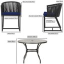 Ver imagem 2 de Mesa com 4 Cadeiras de Jantar Roma 100cm e Noronha em Aluminío Preto Corda Nautica Estofado 10 Trama