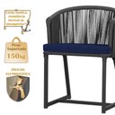 Ver imagem 4 de Mesa com 4 Cadeiras de Jantar Roma 100cm e Noronha em Aluminío Preto Corda Nautica Estofado 10 Trama