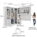 Ver imagem 3 de Quarto Modulado Casal de Canto com Guarda-roupas Maleiro e Cabeceira Alpes Master Luciane Móveis