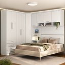 Ver imagem 1 de Quarto Modulado Casal de Canto com Guarda-roupas Maleiro e Cabeceira Alpes Master Luciane Móveis