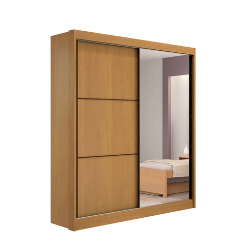 Guarda Roupa Mdf Atenas 2 Portas Espelho Cinamomo