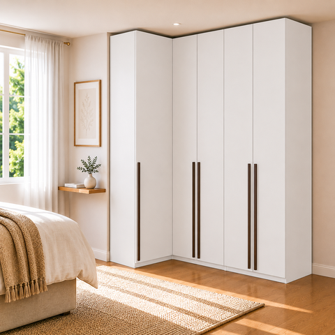 Guarda Roupa de Canto Reto 5 Portas MDF Altezza Trend Belmax:Branco