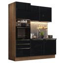 Ver imagem 2 de Cozinha Compacta Madesa Lux com Armário e Balcão 5 Portas 3 Gavetas Rustic/Preto Cor:Rustic/Preto