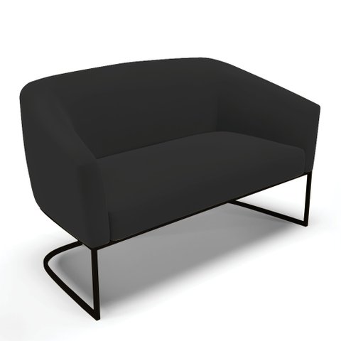 Sofá Namoradeira 2 Lugares Base Industrial Preto Stella Veludo Preto D03 - D'Rossi