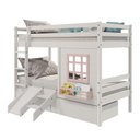 Ver imagem 6 de Beliche Infantil com Janela Gavetas e Escorregador Madeira Maciça Branco/ Rosa Housin