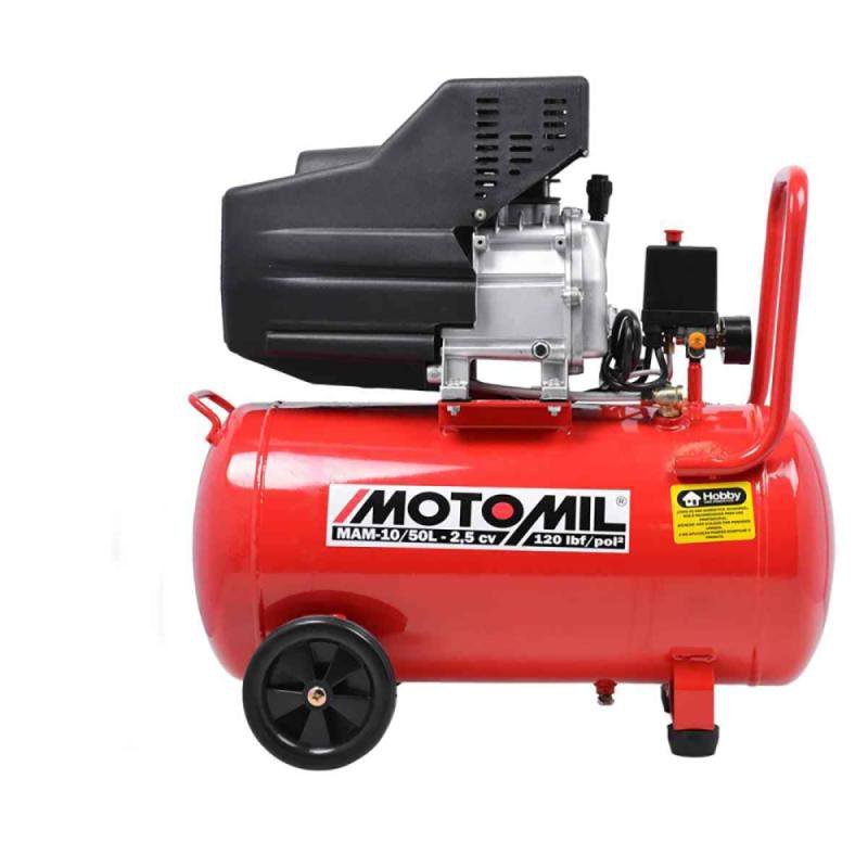 Moto Compressor de Ar 8,8 PÉS 50 Litros 2,5 HP com Óleo Mam-10/50 MOTOMIL - 2