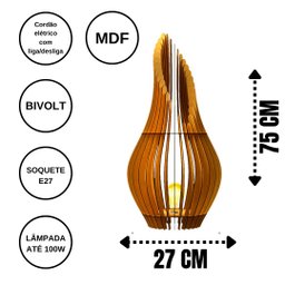 Abajur Grande de Chão ANDROMEDA MDF Luminária -:MDF CRU/70x25cm - 6