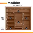 Ver imagem 3 de Guarda Roupas Casal 6 Portas 3 Gavetas com Espelho Frisado Melina