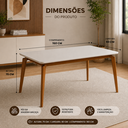 Ver imagem 4 de Mesa Jantar Luxo Jade 160cm Tampo Chanfrado Base Madeira Mel Bege Marrom-Claro