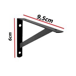 Kit 12 Peças Suporte Mão Francesa P/ Prateleira de 10cm- Preta - 2