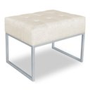 Ver imagem 1 de Puff Lisa Linho Bege Base Metálica Industrial Prata - Pallazio