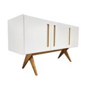 Ver imagem 1 de Balcão Buffet Aparador Lenny 139 Cm 3 Portas Laca com Madeirado