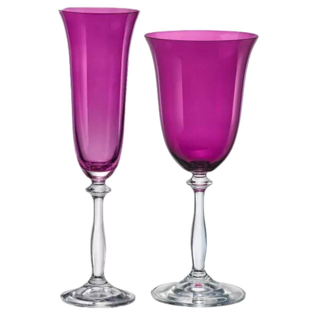 Taças Cristal Angela Violeta Champanhe e Agua 12un Bohemia