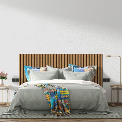 Cabeceira Ripada Autocolante Cama Casal - 144x90cm