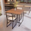 Ver imagem 4 de Conjunto Mesa de Jantar Quadrada Imbuia 2 Cadeiras Preta Riviera Industrial Don Castro Decor Riviera