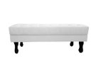 Ver imagem 3 de Recamier Luis Xv Capitonê Retrô 100cm Couro Branco Pés Madeira Mz Decor
