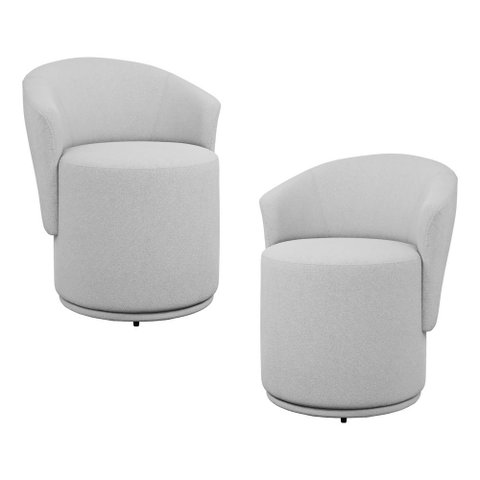 Kit 02 Poltronas Orgânicas Living Mavi Fixa Bouclê Cinza Claro - Abmaza