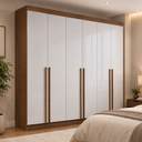 Ver imagem 1 de Guarda-Roupa Casal 2,20m Milano Castanho/Off 6 Portas 8 Gavetas 100% MDF - D Doro