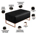 Ver imagem 4 de Puff Decorativo Sala De Estar Cléo 90cm Base De Ferro Cobre W01 Couríssimo Preto - Lyam Decor