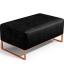 Ver imagem 1 de Puff Decorativo Sala De Estar Cléo 90cm Base De Ferro Cobre W01 Couríssimo Preto - Lyam Decor