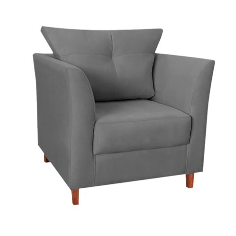 Poltrona Moderna Isis Suede Cinza - Belliv Decor