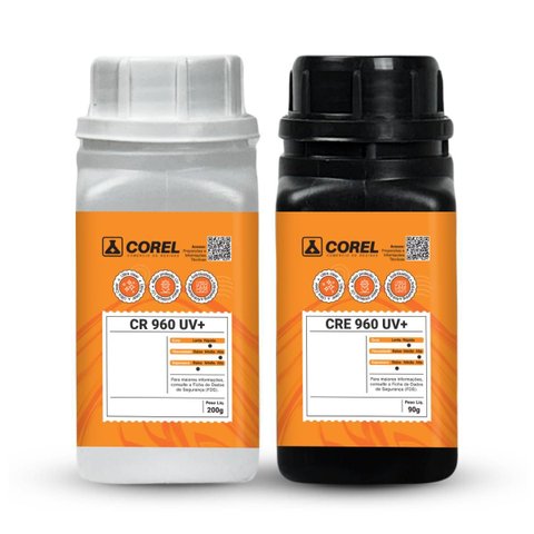Kit Resina Epóxi e Endurecedor CR  960 UV+ de Alta Viscosidade e Baixa Espessura (200 g + 90 g)