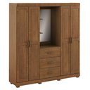 Ver imagem 1 de Guarda Roupa Casal 183cm 4 Portas Madeira Maciça Lone Castanho F07 - Mpozenato