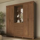 Ver imagem 2 de Guarda Roupa Casal 183cm 4 Portas Madeira Maciça Lone Castanho F07 - Mpozenato